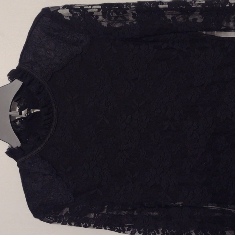 Vintage Forever 21 Black Lace Victorian Gothic Lolita LS Top Size Small